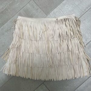 Cream fringe suede mini skirt, worn once